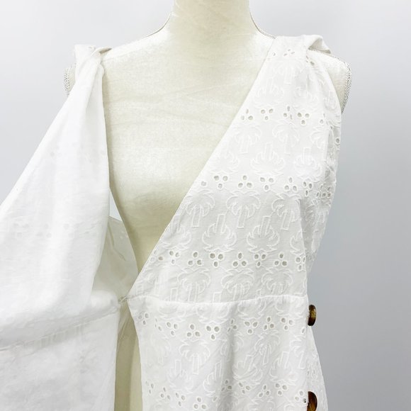 ASOS Palm Broderie Wrap Halter Mini Sundress White - Picture 5 of 8